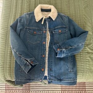 Madewell Blue Jean Jacket with Cream Sherpa Lining